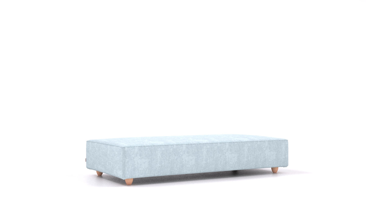 Cascais L, element modularne sedežne FEYDOM v tkanini Mollia FF-19 Pastel Blue, svetle noge, pogled od spredaj
