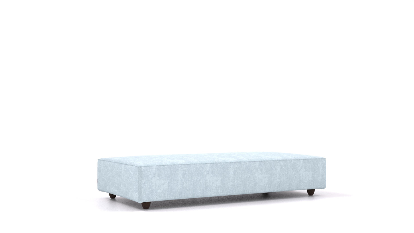Cascais L, element modularne sedežne FEYDOM v tkanini Mollia FF-19 Pastel Blue, temne noge, pogled od spredaj
