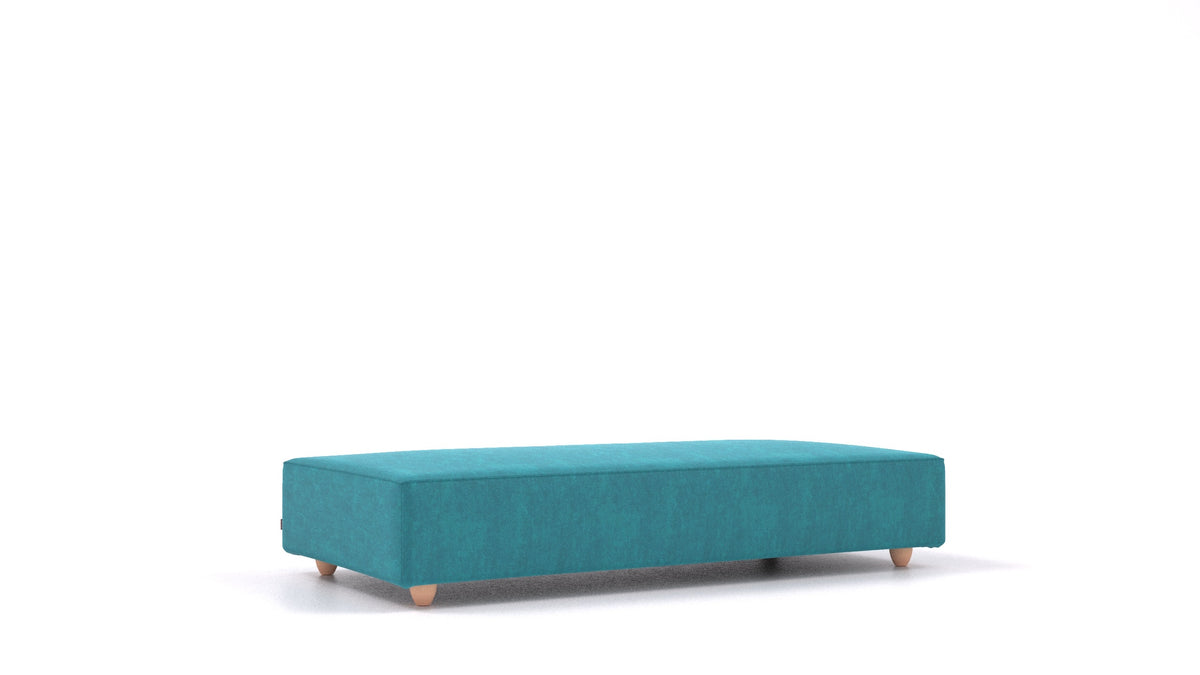 Cascais L, element modularne sedežne FEYDOM v tkanini Mollia FF-20 Turquoise, svetle noge, pogled od spredaj