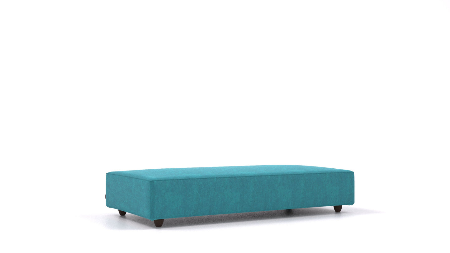 Cascais L, element modularne sedežne FEYDOM v tkanini Mollia FF-20 Turquoise, temne noge, pogled od spredaj