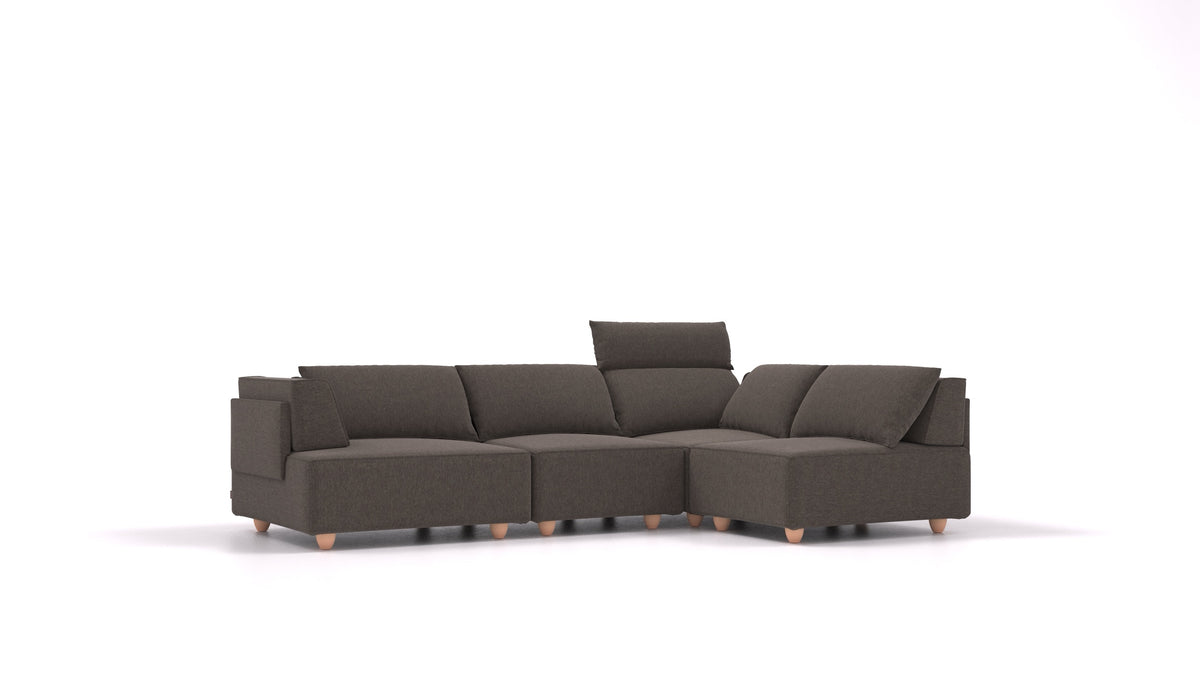 CasCais R, modularna sedežna garnitura FEYDOM v tkanini Velare ET-12 Dark Grey, svetle noge, pogled od spredaj