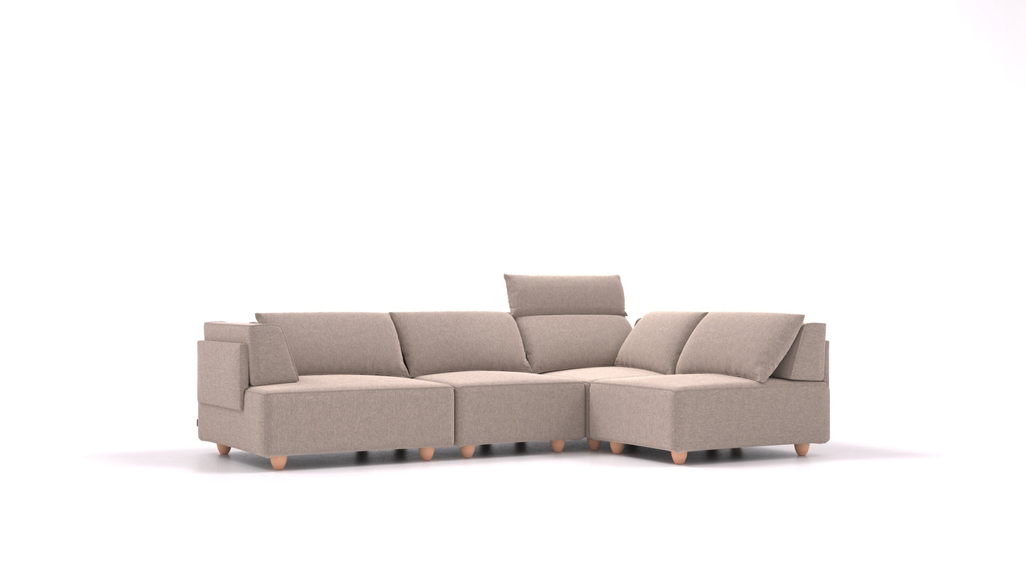 CasCais R, modularna sedežna garnitura FEYDOM v tkanini Velare ET-15 Light Grey, svetle noge, pogled od spredaj