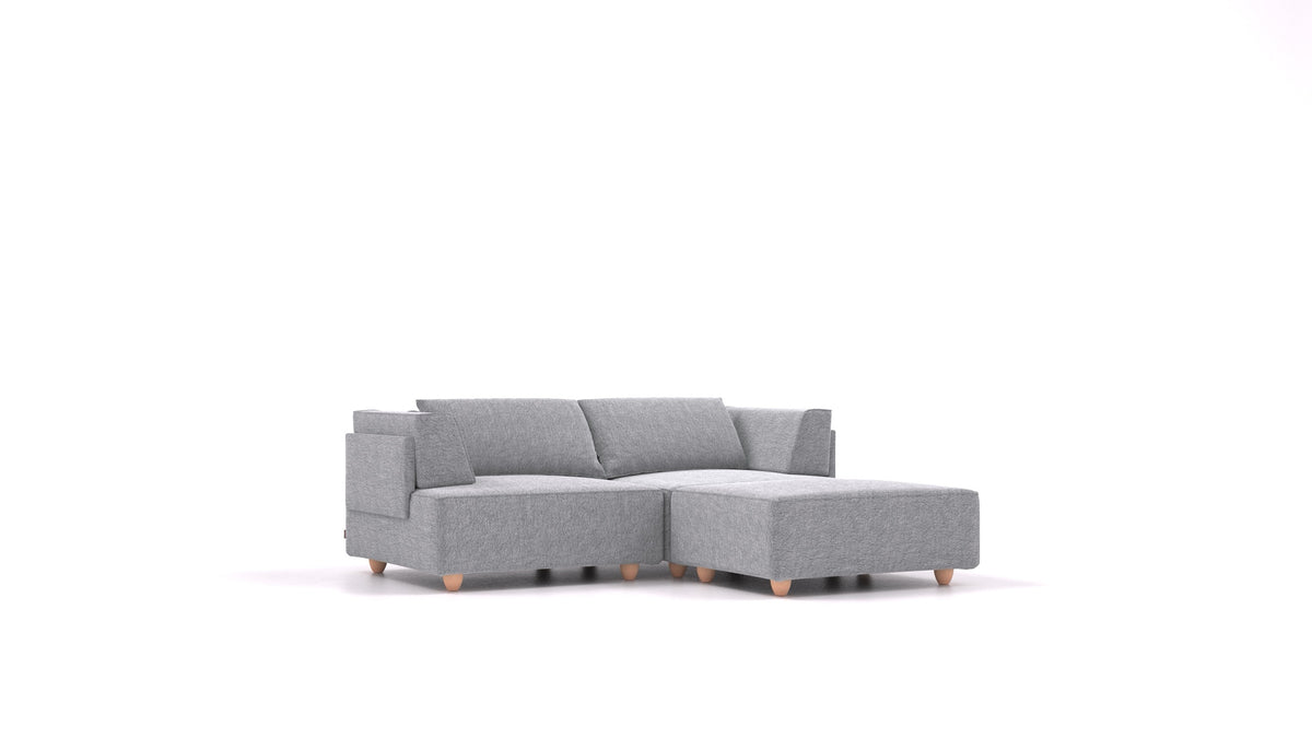 CasCais RA, modularna sedežna garnitura FEYDOM v tkanini Phoenix FE-92 Dark Grey, svetle noge, pogled od spredaj