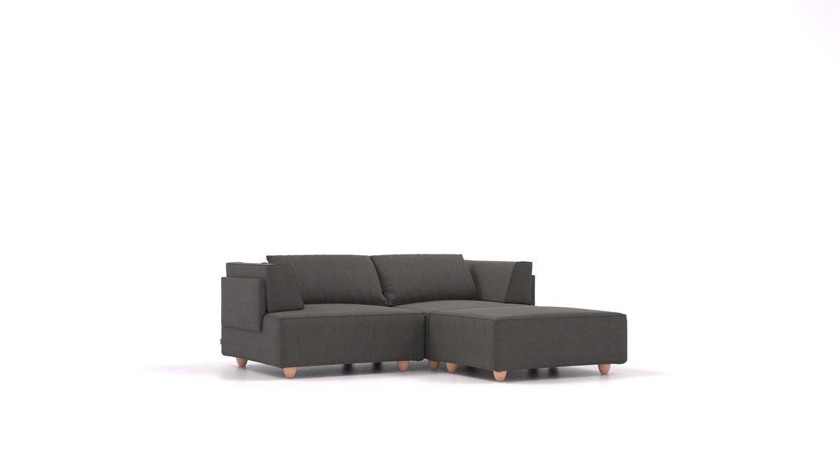 CasCais RA, modularna sedežna garnitura FEYDOM v tkanini Mollia FF-12 Dark Grey, svetle noge, pogled od spredaj