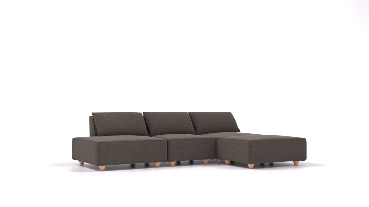 CasCais RS, modularna sedežna garnitura FEYDOM v tkanini Velare ET-12 Dark Grey, svetle noge, pogled od spredaj