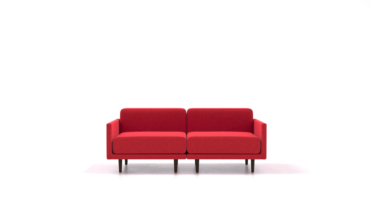 Clooods 2M, modularna sedežna garnitura FEYDOM v tkanini Velare ET-11 Red, temne noge, pogled od spredaj