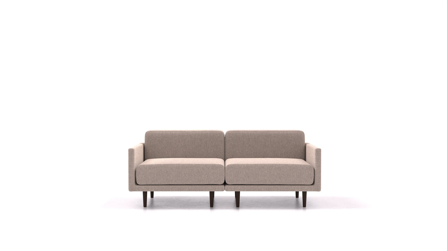 Clooods 2M, modularna sedežna garnitura FEYDOM v tkanini Velare ET-15 Light Grey, temne noge, pogled od spredaj