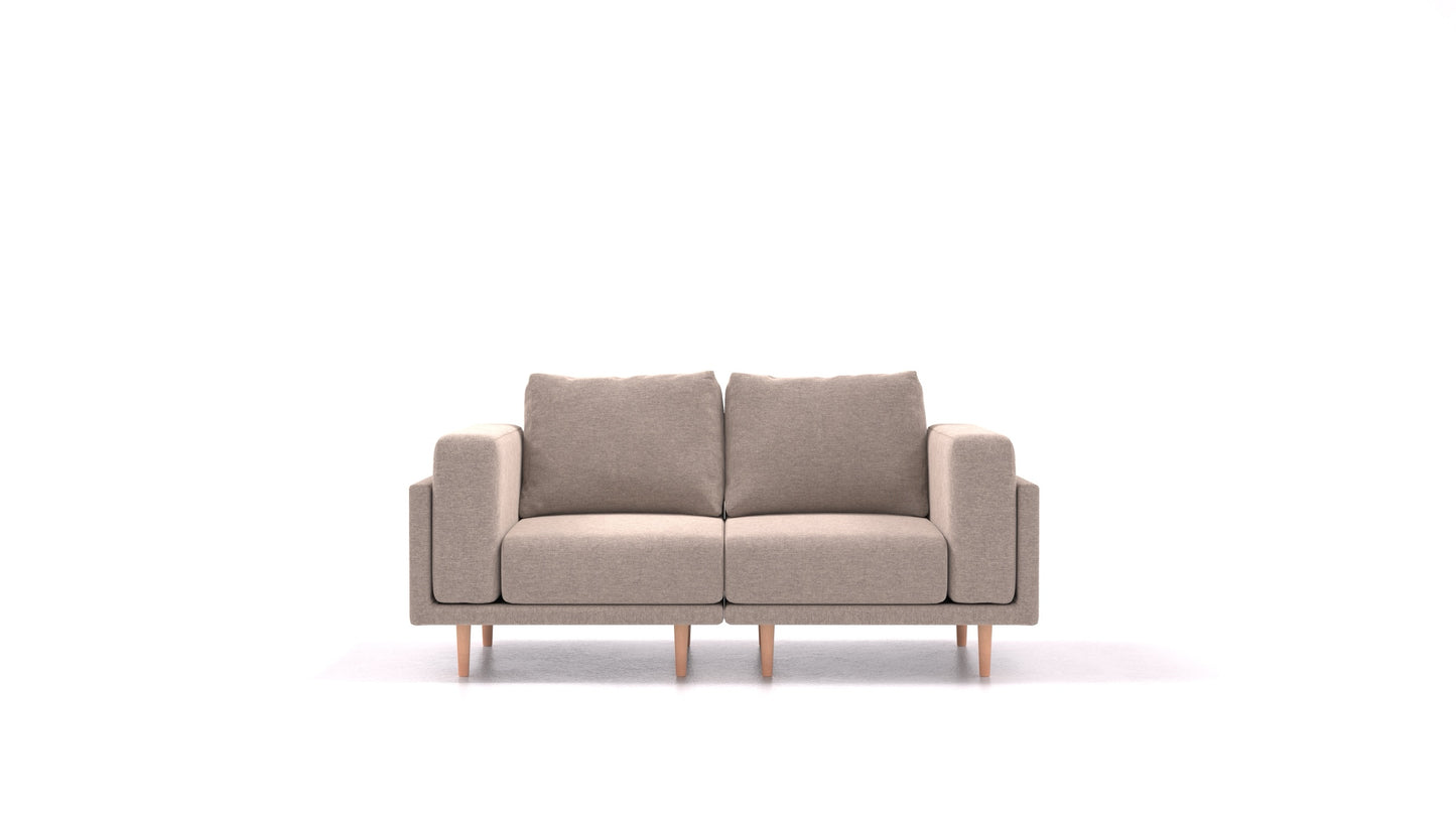 Clooods 2S, modularna sedežna garnitura FEYDOM v tkanini Velare ET-15 Light Grey, svetle noge, pogled od spredaj