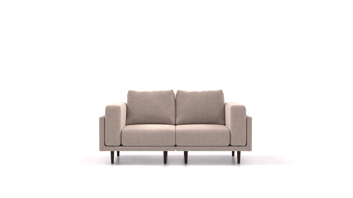Clooods 2S, modularna sedežna garnitura FEYDOM v tkanini Velare ET-15 Light Grey, temne noge, pogled od spredaj