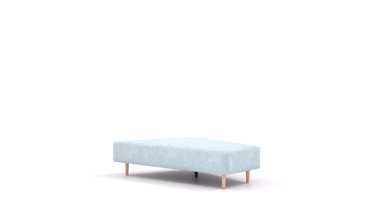 Diagon Lounge set desni, element modularne sedežne FEYDOM v tkanini Mollia FF-19 Pastel Blue, svetle noge, pogled od spredaj