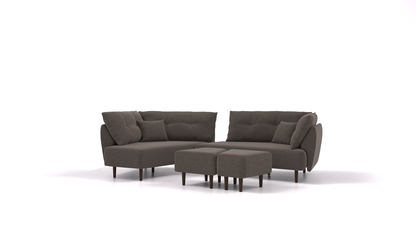 Diagon, modularna sedežna garnitura FEYDOM v tkanini Velare ET-12 Dark Grey, temne noge, pogled od spredaj
