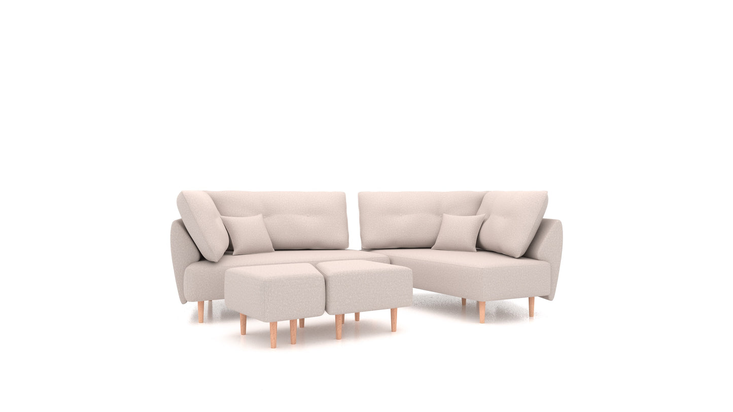 Diagon, modularna sedežna garnitura FEYDOM v tkanini Hygge HG-08 Cappuccino, svetle noge, pogled od spredaj