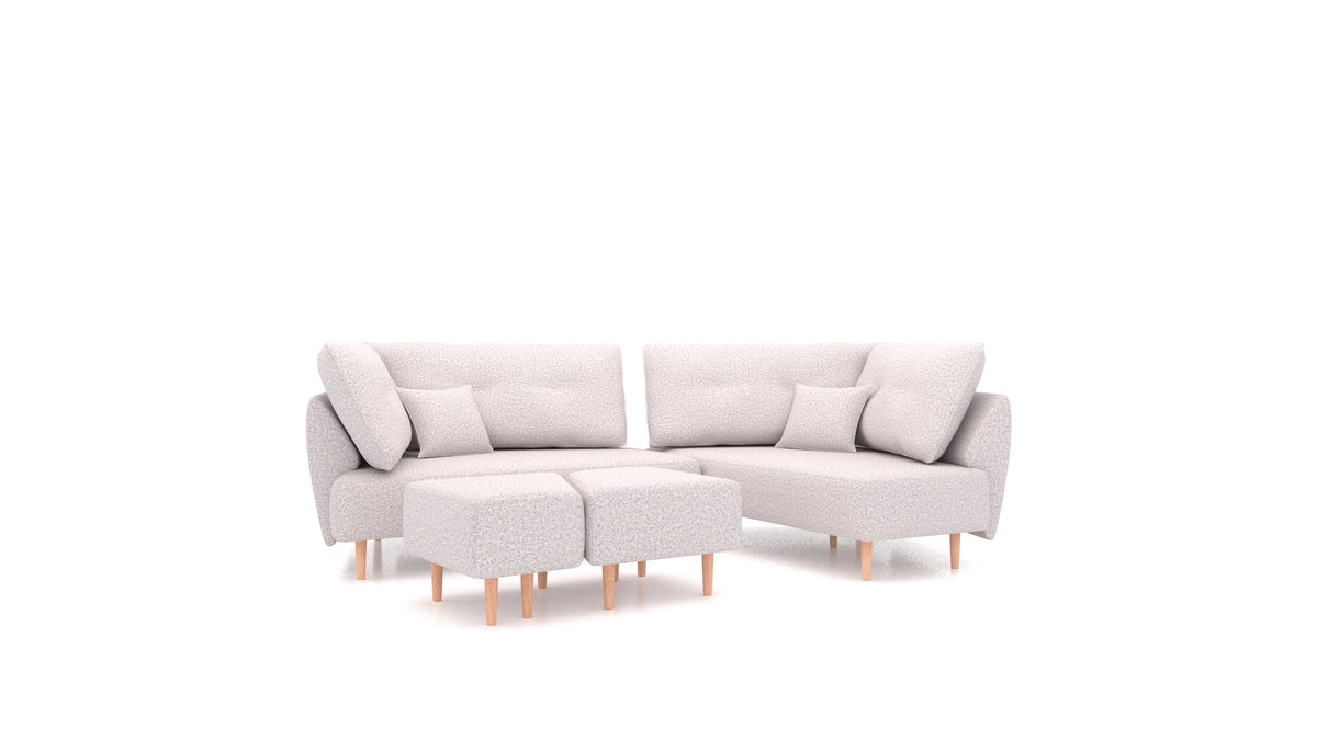 Diagon, modularna sedežna garnitura FEYDOM v tkanini Hygge HG-09 Light Grey, svetle noge, pogled od spredaj