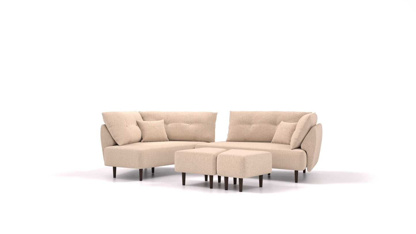 Diagon, modularna sedežna garnitura FEYDOM v tkanini Icon IC-06 Cappuccino, temne noge, pogled od spredaj