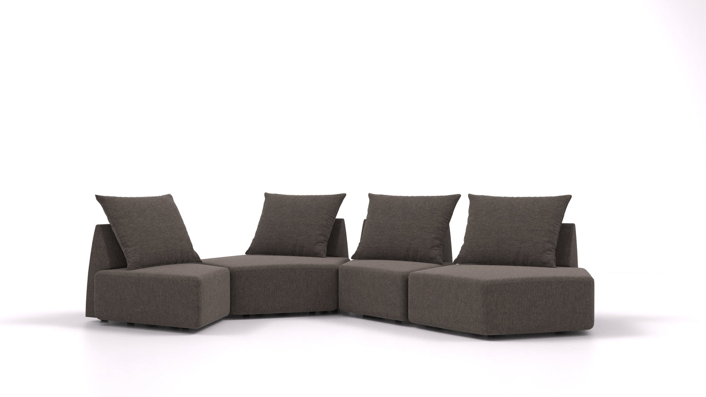 Matacao3 Archipelago, modularna sedežna garnitura FEYDOM v tkanini Velare ET-12 Dark Grey, pogled od spredaj