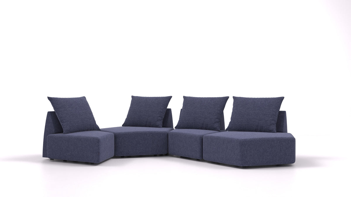 Matacao3 Archipelago, modularna sedežna garnitura FEYDOM v tkanini Velare ET-80 Noble Blue, pogled od spredaj