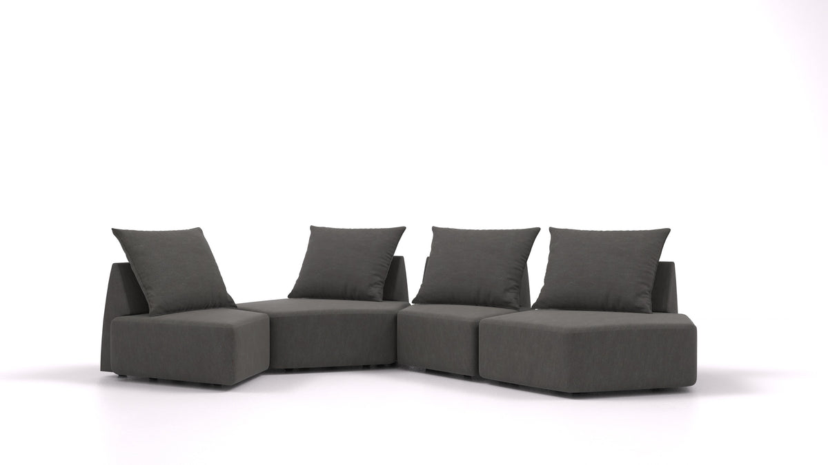 Matacao3 Archipelago, modularna sedežna garnitura FEYDOM v tkanini Mollia FF-12 Dark Grey, pogled od spredaj