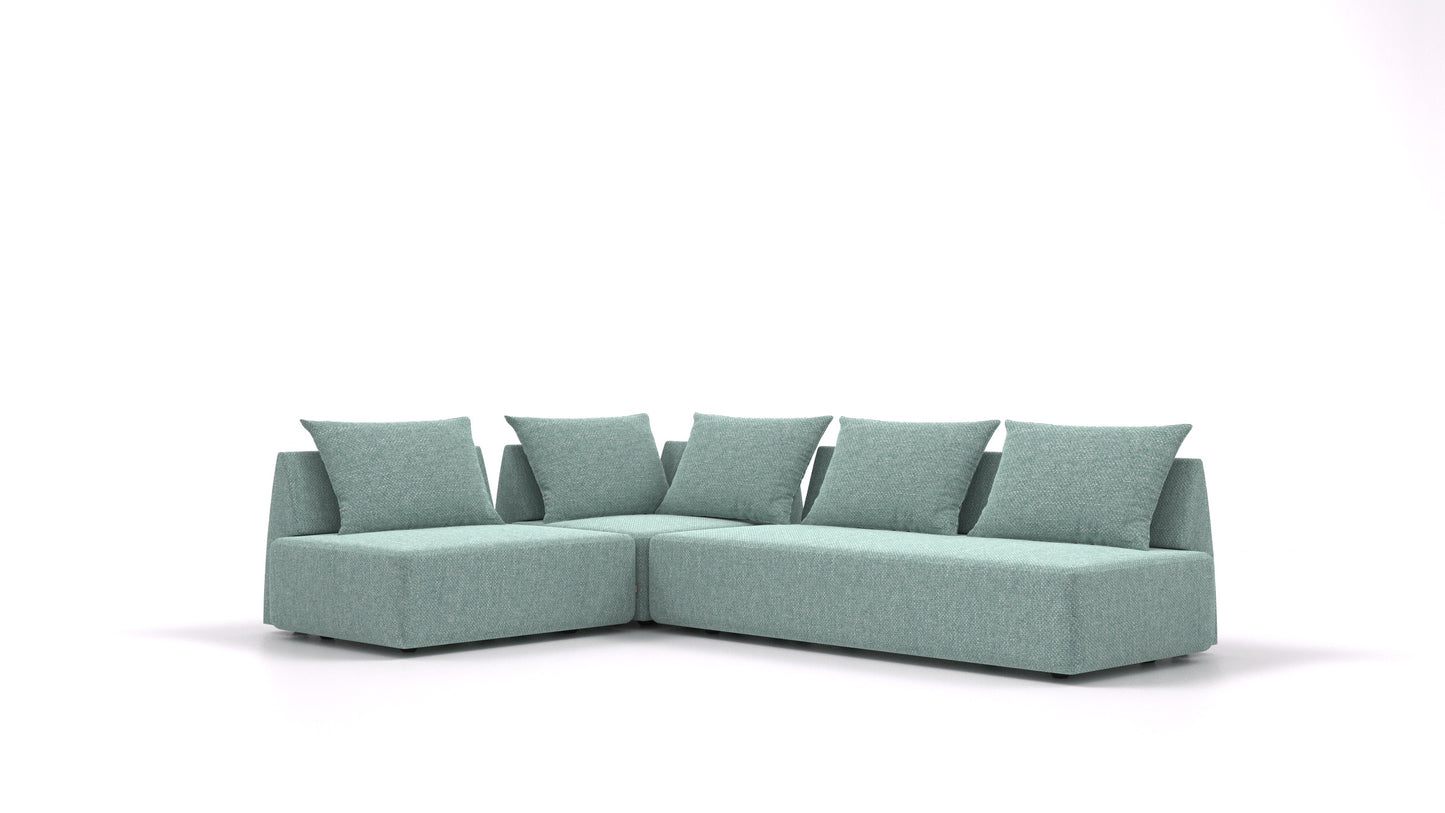 Matacao3 City, modularna sedežna garnitura FEYDOM v tkanini Alure DE-75 Pastel Blue, pogled od spredaj