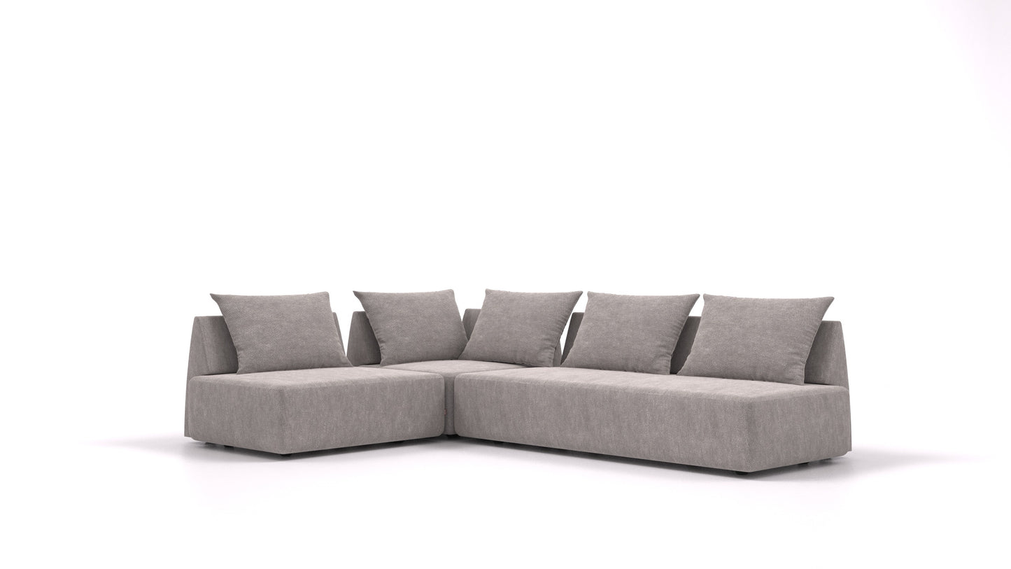 Matacao3 City, modularna sedežna garnitura FEYDOM v tkanini Mollia FF-14 Middle Grey, pogled od spredaj