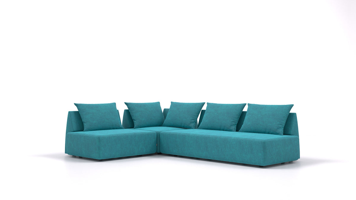 Matacao3 City, modularna sedežna garnitura FEYDOM v tkanini Mollia FF-20 Turquoise, pogled od spredaj