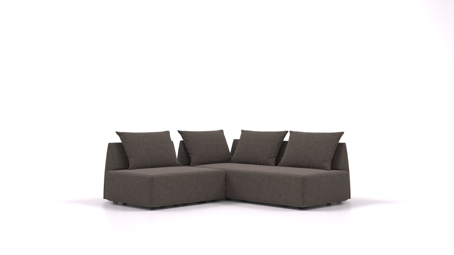 Matacao3 Delta, modularna sedežna garnitura FEYDOM v tkanini Velare ET-12 Dark Grey, pogled od spredaj