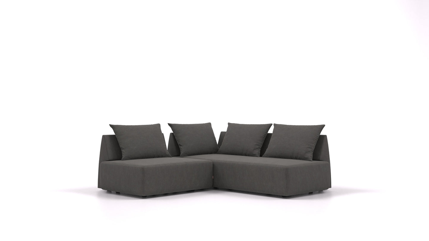 Matacao3 Delta, modularna sedežna garnitura FEYDOM v tkanini Mollia FF-12 Dark Grey, pogled od spredaj