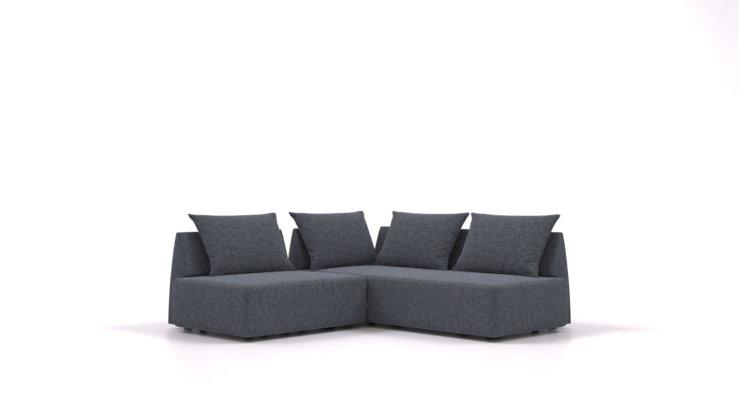 Matacao3 Delta, modularna sedežna garnitura FEYDOM v tkanini Icon IC-79 Deep Blue, pogled od spredaj