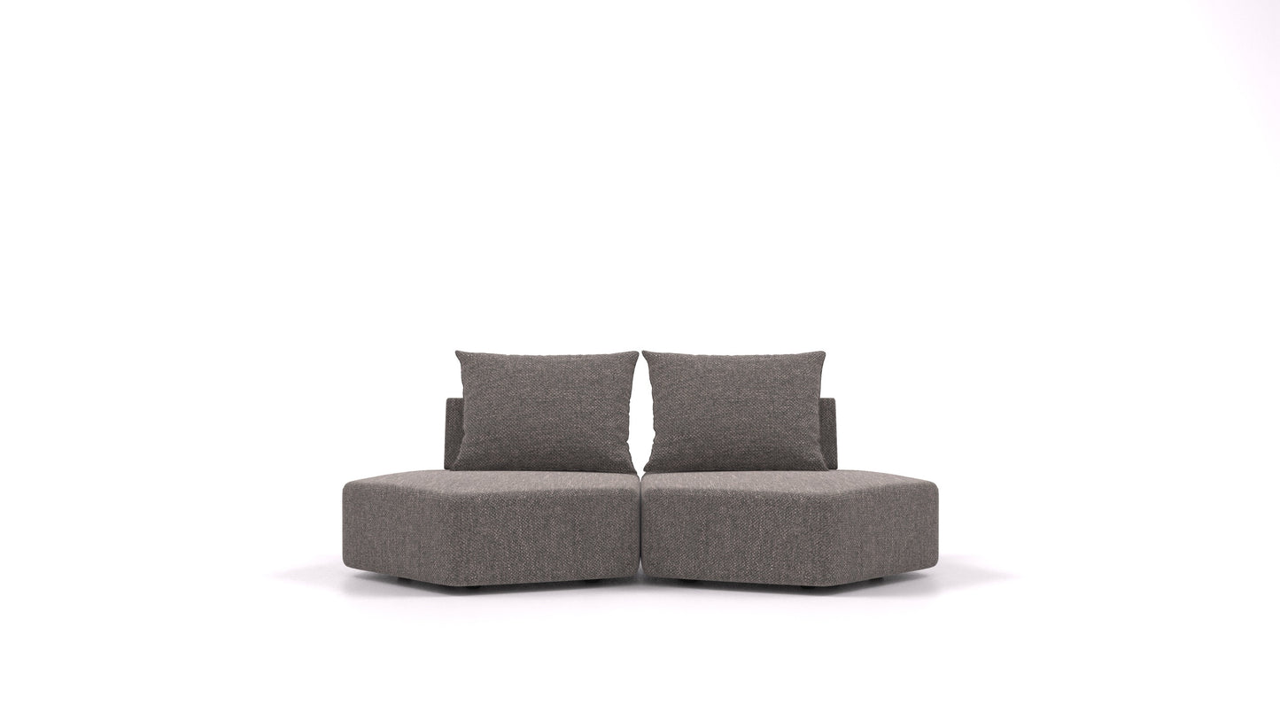 Matacao3 Echo, modularna sedežna garnitura FEYDOM v tkanini Alure DE-92 Middle Grey, pogled od spredaj