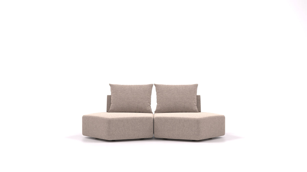 Matacao3 Echo, modularna sedežna garnitura FEYDOM v tkanini Velare ET-15 Light Grey, pogled od spredaj