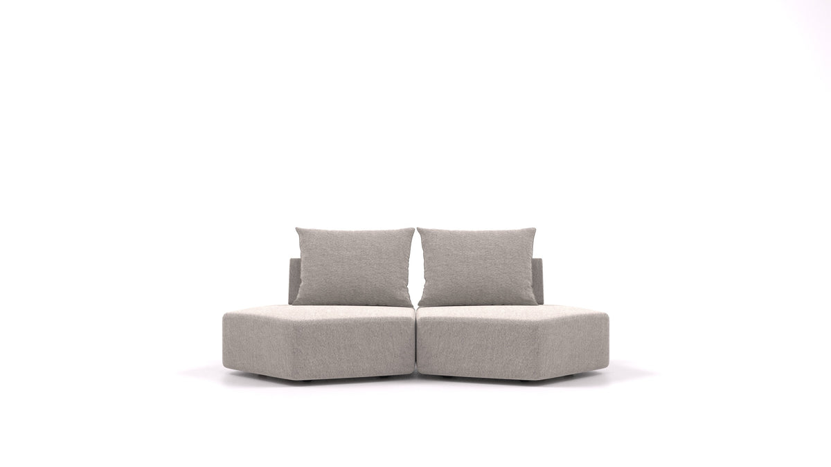 Matacao3 Echo, modularna sedežna garnitura FEYDOM v tkanini Phoenix FE-84 Middle Grey, pogled od spredaj