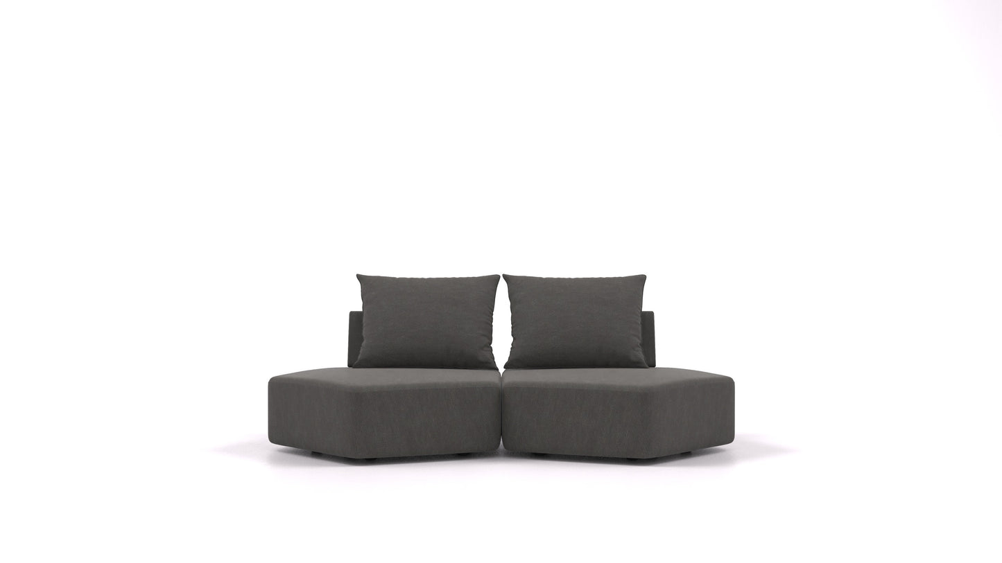 Matacao3 Echo, modularna sedežna garnitura FEYDOM v tkanini Mollia FF-12 Dark Grey, pogled od spredaj