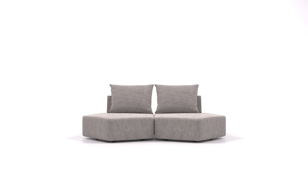 Matacao3 Echo, modularna sedežna garnitura FEYDOM v tkanini Mollia FF-14 Middle Grey, pogled od spredaj