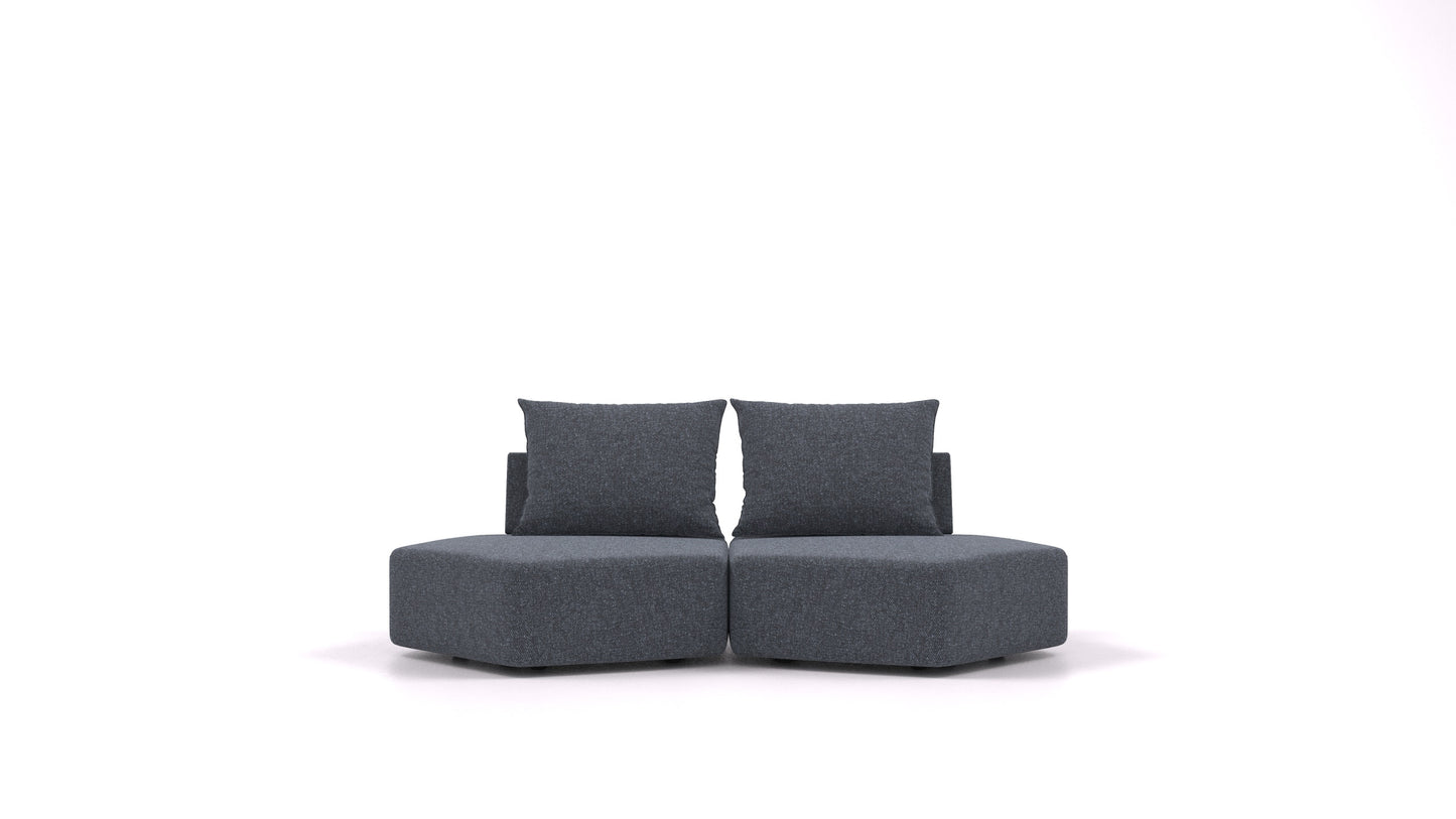 Matacao3 Echo, modularna sedežna garnitura FEYDOM v tkanini Icon IC-79 Deep Blue, pogled od spredaj