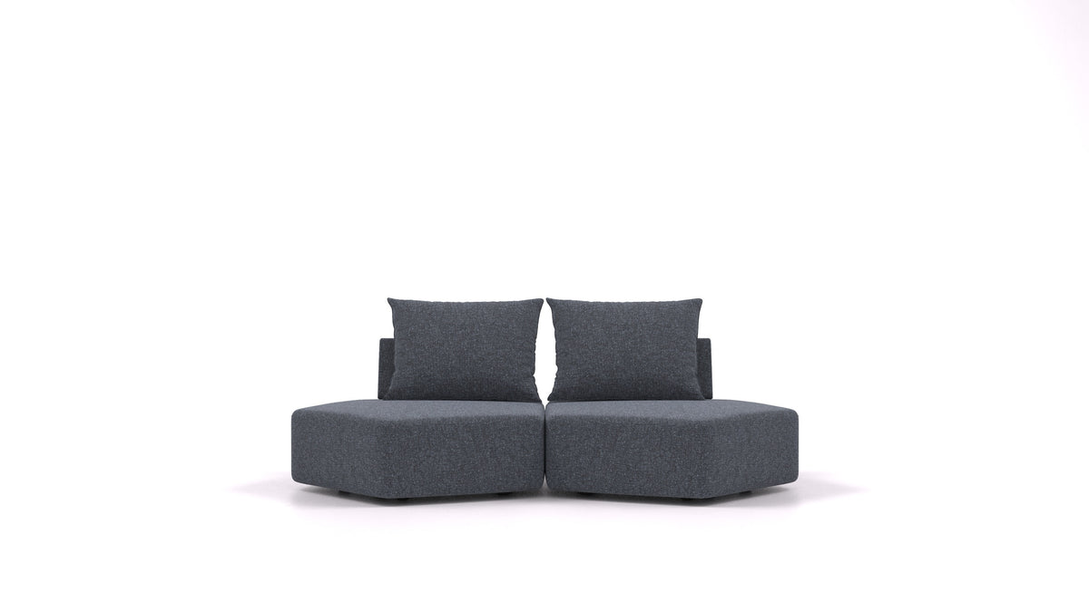 Matacao3 Echo, modularna sedežna garnitura FEYDOM v tkanini Icon IC-79 Deep Blue, pogled od spredaj