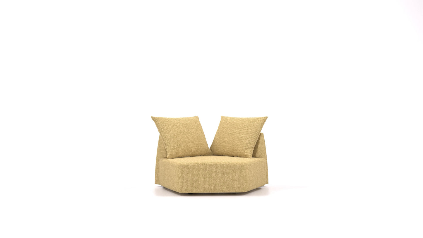 Matacao3 Nook, modularna sedežna garnitura FEYDOM v tkanini Alure DE-48 Yellow, pogled od spredaj