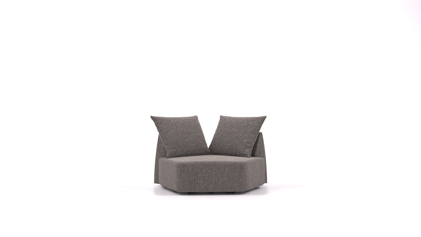 Matacao3 Nook, modularna sedežna garnitura FEYDOM v tkanini Alure DE-92 Middle Grey, pogled od spredaj
