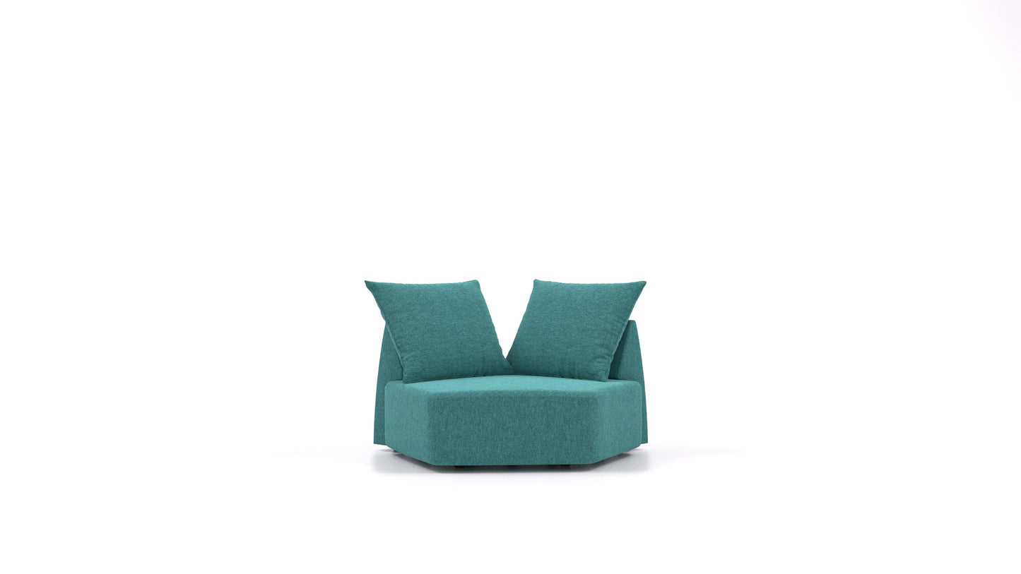 Matacao3 Nook, modularna sedežna garnitura FEYDOM v tkanini Velare ET-16 Turquoise, pogled od spredaj