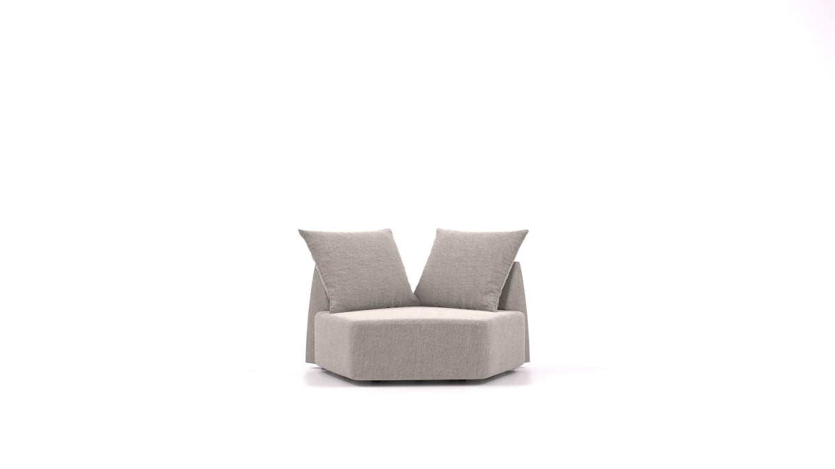Matacao3 Nook, modularna sedežna garnitura FEYDOM v tkanini Phoenix FE-84 Middle Grey, pogled od spredaj