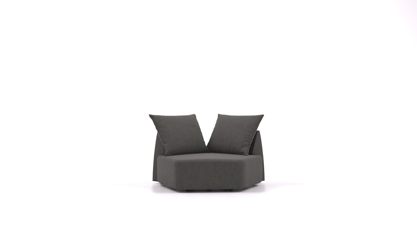 Matacao3 Nook, modularna sedežna garnitura FEYDOM v tkanini Mollia FF-12 Dark Grey, pogled od spredaj