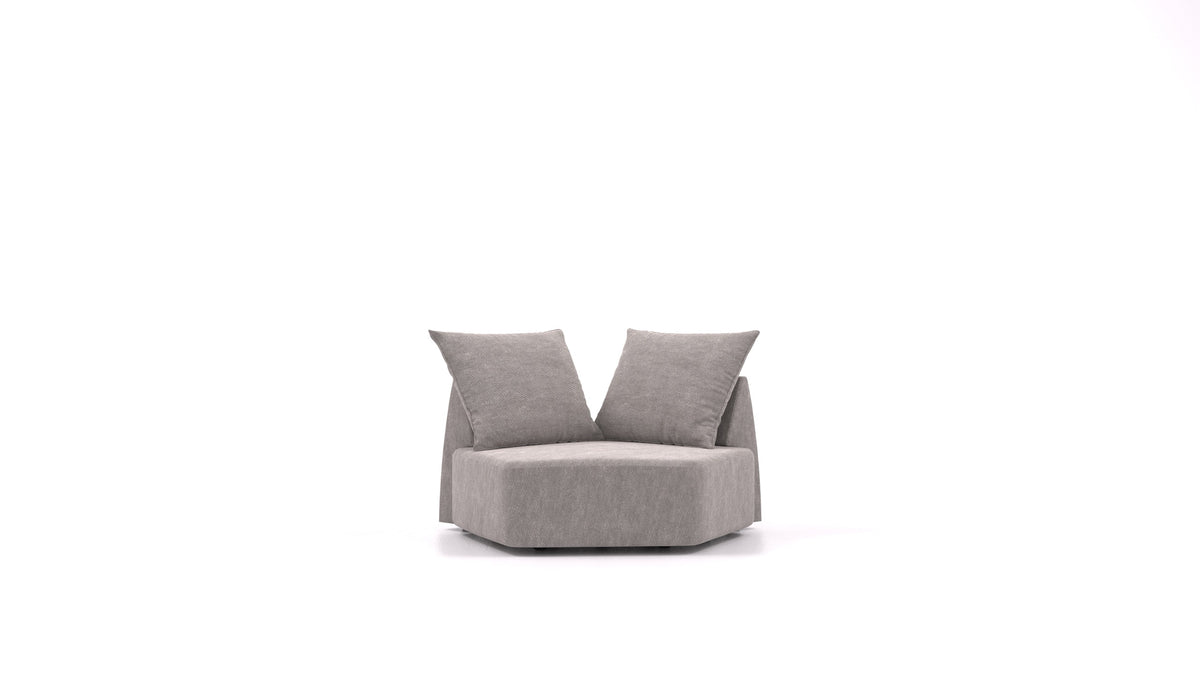 Matacao3 Nook, modularna sedežna garnitura FEYDOM v tkanini Mollia FF-14 Middle Grey, pogled od spredaj