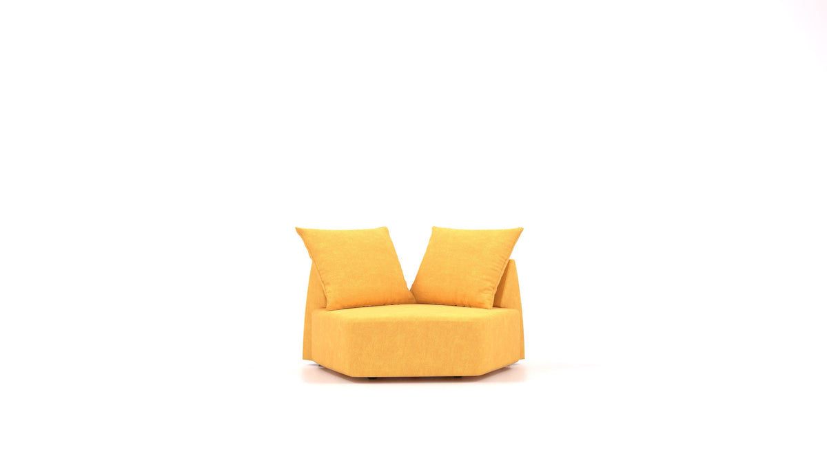 Matacao3 Nook, modularna sedežna garnitura FEYDOM v tkanini Mollia FF-16 Yellow, pogled od spredaj