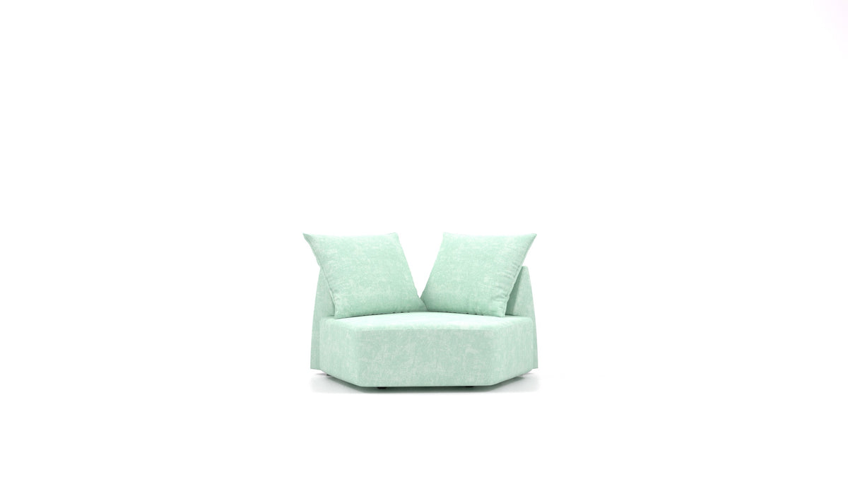 Matacao3 Nook, modularna sedežna garnitura FEYDOM v tkanini Mollia FF-18 Mint, pogled od spredaj