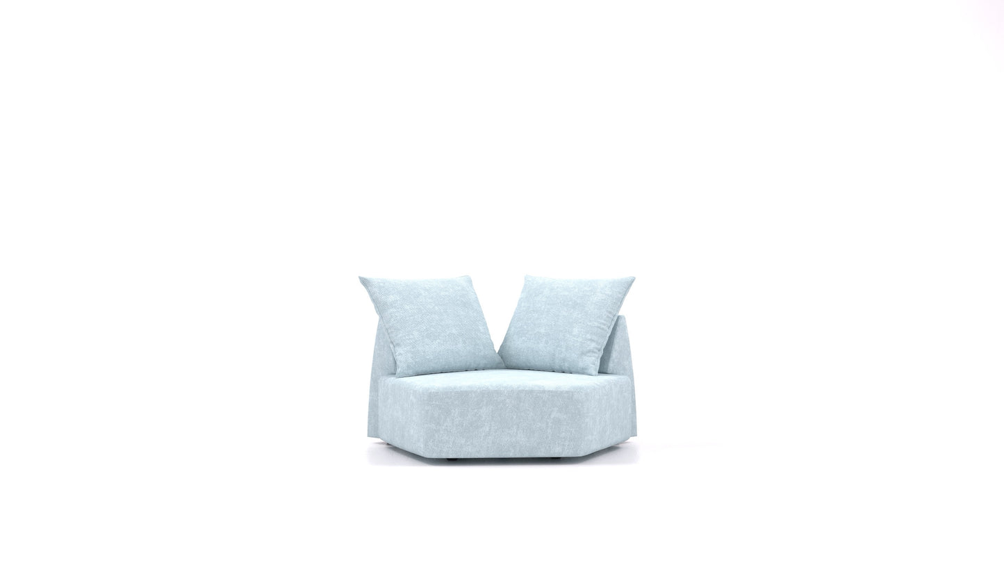 Matacao3 Nook, modularna sedežna garnitura FEYDOM v tkanini Mollia FF-19 Pastel Blue, pogled od spredaj