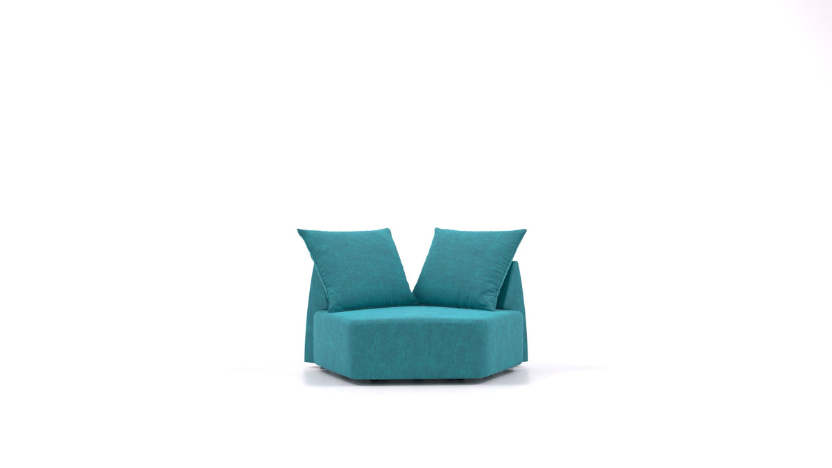 Matacao3 Nook, modularna sedežna garnitura FEYDOM v tkanini Mollia FF-20 Turquoise, pogled od spredaj