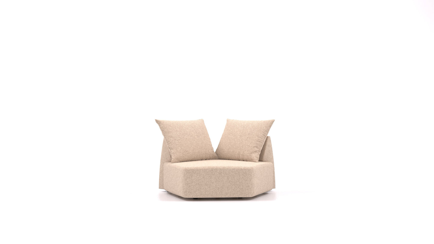 Matacao3 Nook, modularna sedežna garnitura FEYDOM v tkanini Icon IC-06 Cappuccino, pogled od spredaj