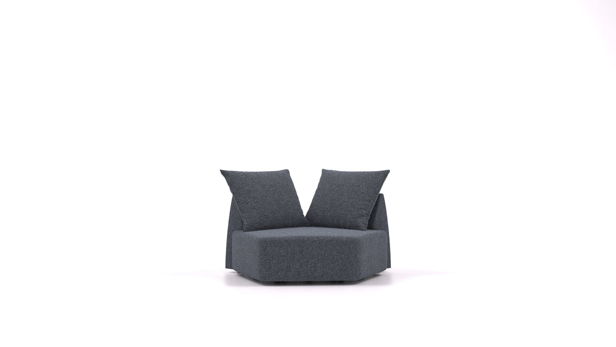 Matacao3 Nook, modularna sedežna garnitura FEYDOM v tkanini Icon IC-79 Deep Blue, pogled od spredaj