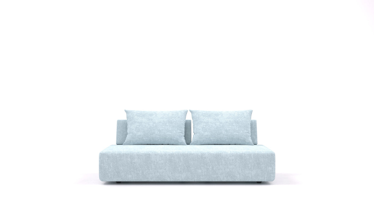 Matacao3 Trosed, modularna sedežna garnitura FEYDOM v tkanini Mollia FF-19 Pastel Blue, pogled od spredaj
