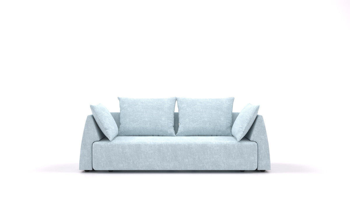 Matacao3 Trosed+, modularna sedežna garnitura FEYDOM v tkanini Mollia FF-19 Pastel Blue, pogled od spredaj