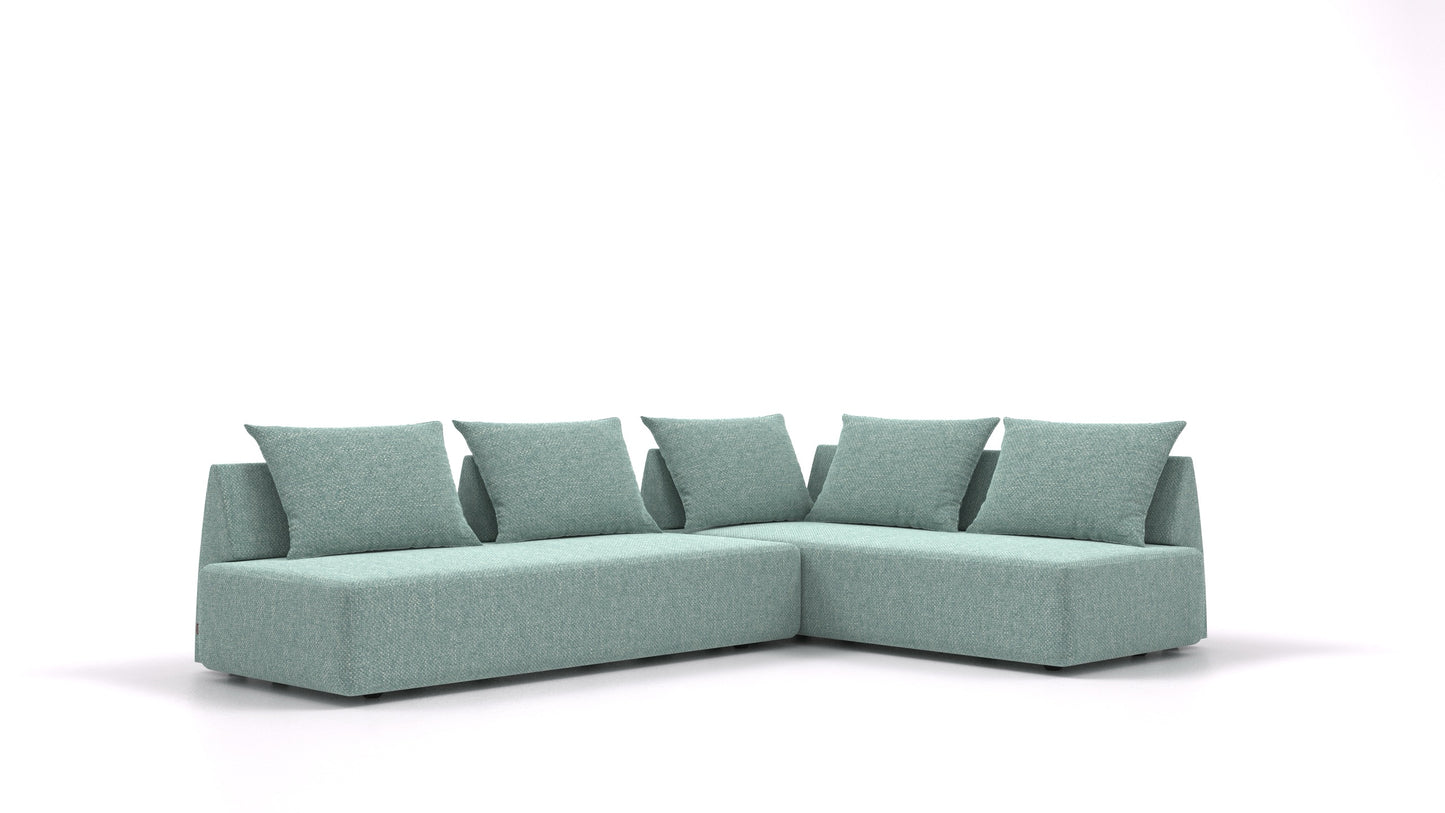 Matacao3 Twin, modularna sedežna garnitura FEYDOM v tkanini Alure DE-75 Pastel Blue, pogled od spredaj