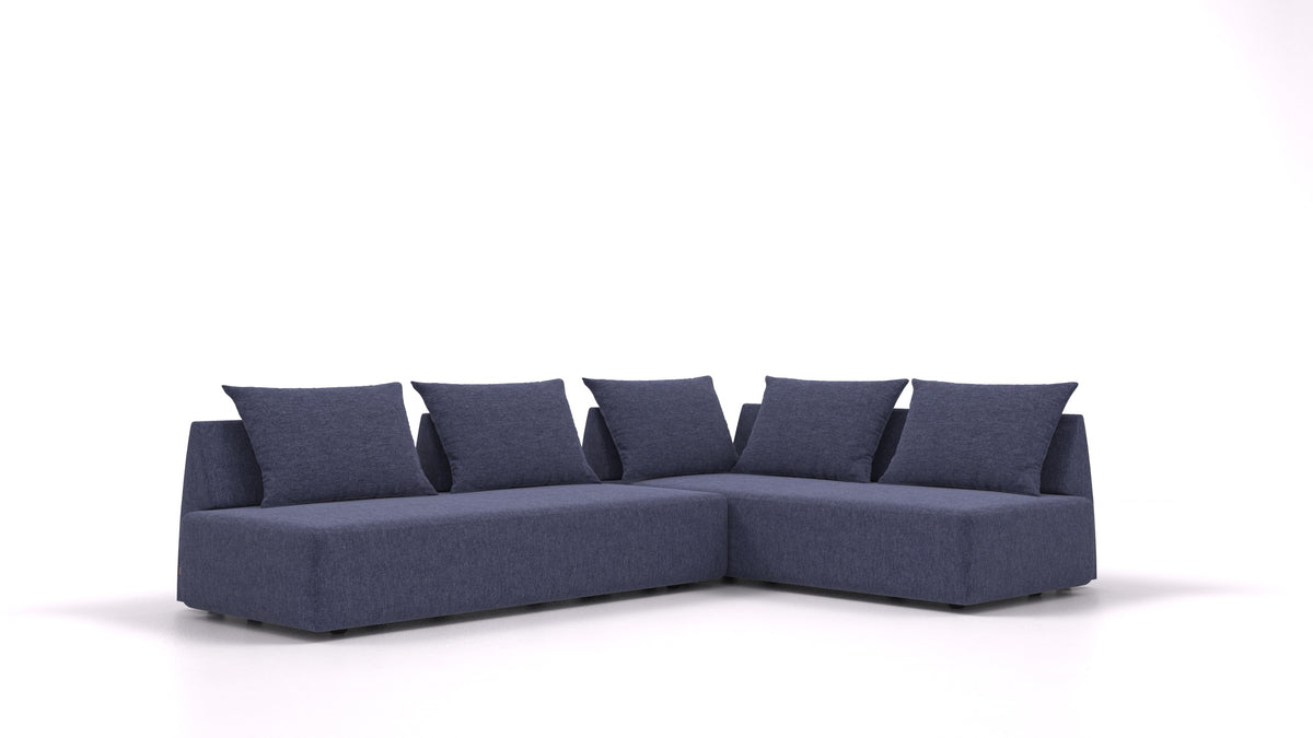 Matacao3 Twin, modularna sedežna garnitura FEYDOM v tkanini Velare ET-80 Noble Blue, pogled od spredaj